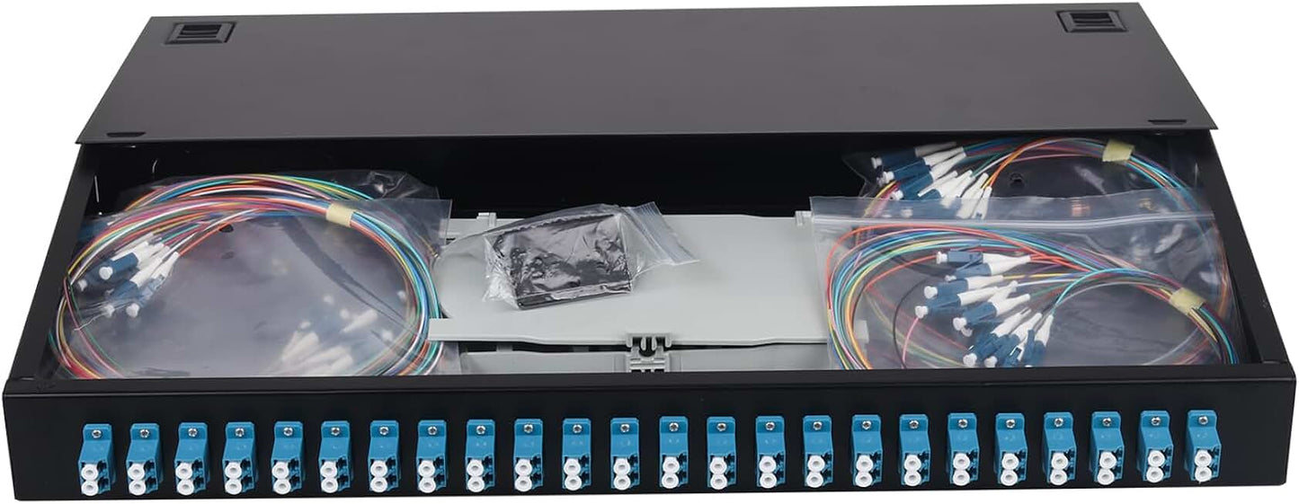 48-Port LC Fiber Enclosure with Splice Trays and Cables