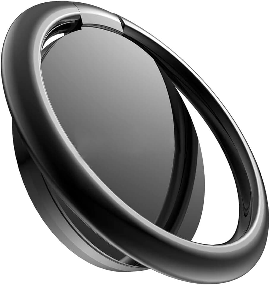 Black Metal Ring Holder with 360° Rotation