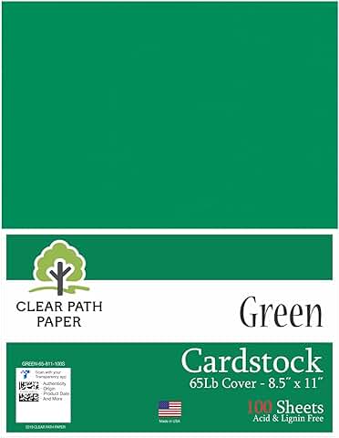 Green Cardstock Paper, 8.5 x 11 inches, 65Lb, 100 Sheets