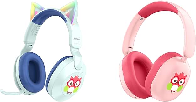 Kids Bluetooth Headphones with Cat Ears and LED Lights