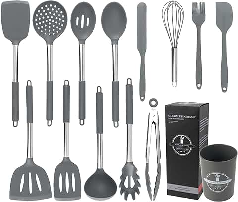 14-Piece Silicone Kitchen Utensil Set with Holder