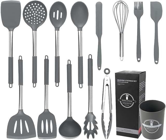 14-Piece Silicone Kitchen Utensil Set with Holder