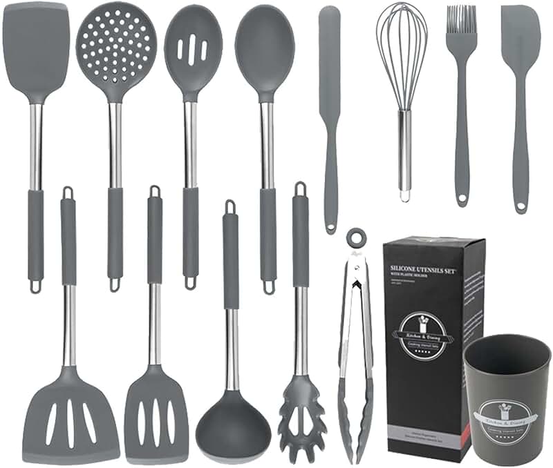14-Piece Silicone Kitchen Utensil Set with Holder