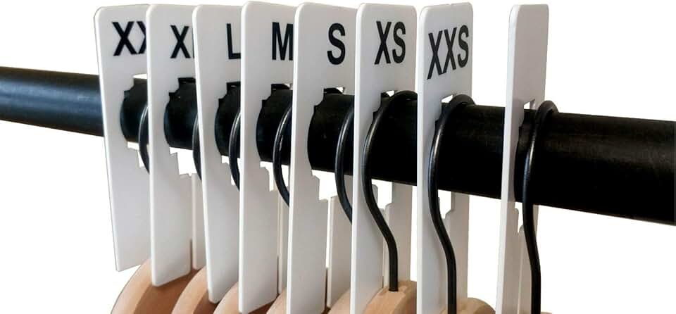 White Rectangular Clothing Size Dividers Kit of 16