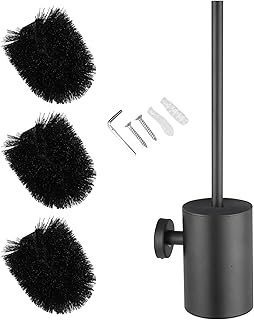 Wall Mount Toilet Brush and Holder Set with Replacement Heads