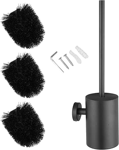 Wall Mount Toilet Brush and Holder Set with Replacement Heads