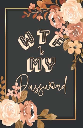 Small black password and username organizer with elastic flowers