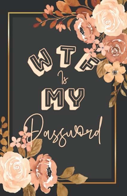 Small black password and username organizer with elastic flowers