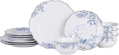 12-Piece Floral Porcelain Dinnerware Set for Four