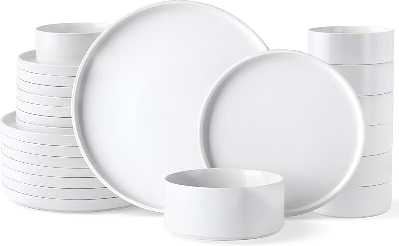 Ceramic Dinnerware Set for 8 with Plates and Bowls