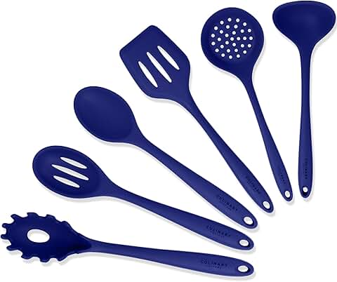 Set of 6 Blue Silicone Kitchen Utensils