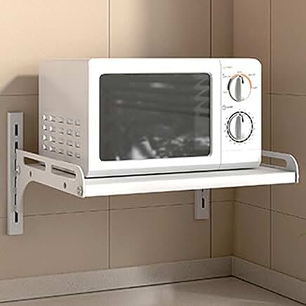 Wall-Mounted Microwave Oven Shelf, White, 46cm