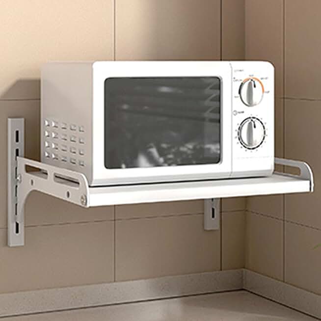Wall-Mounted Microwave Oven Shelf, White, 46cm