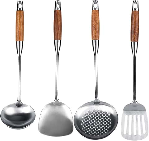 4-Piece Nonstick Kitchen Spatula Set with Wooden Handles