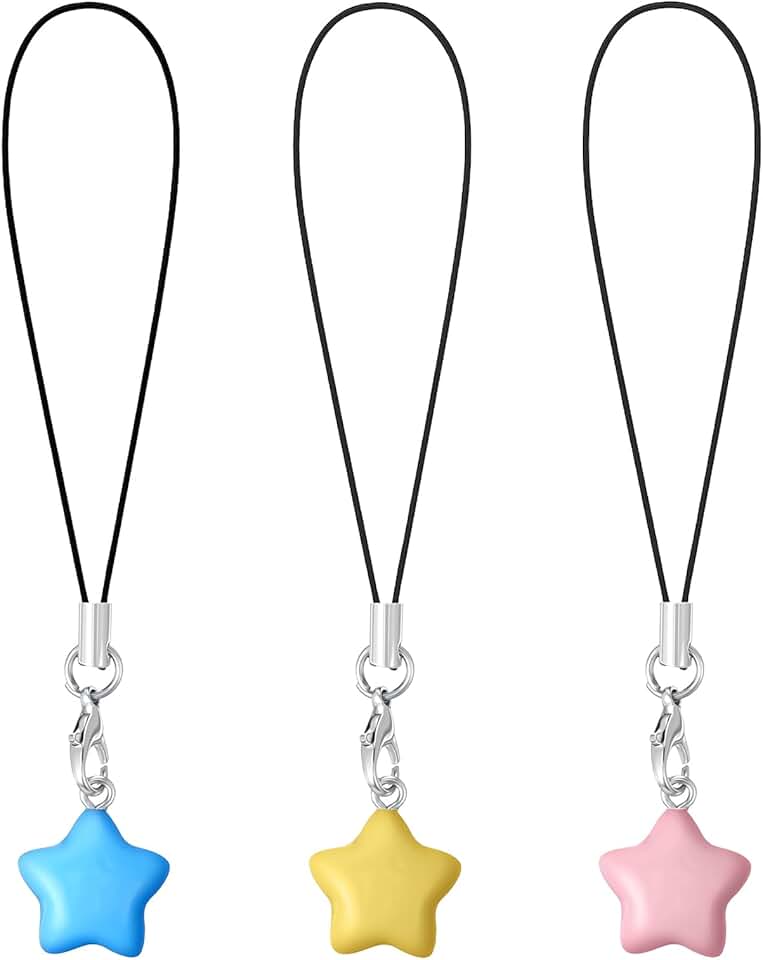 Set of four cute star phone charms for bags and keys