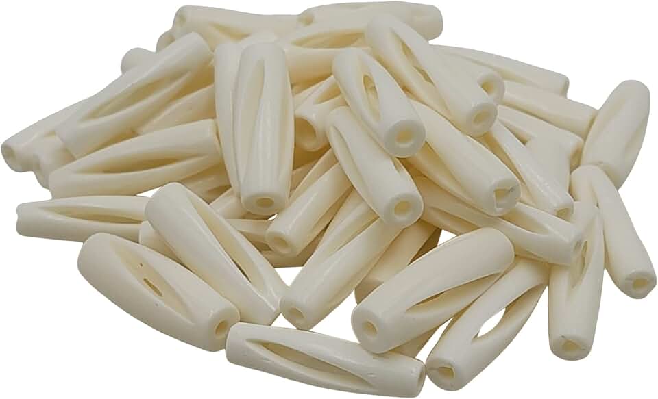White 1-inch Bone Beads, 50 Pieces for Jewelry Making
