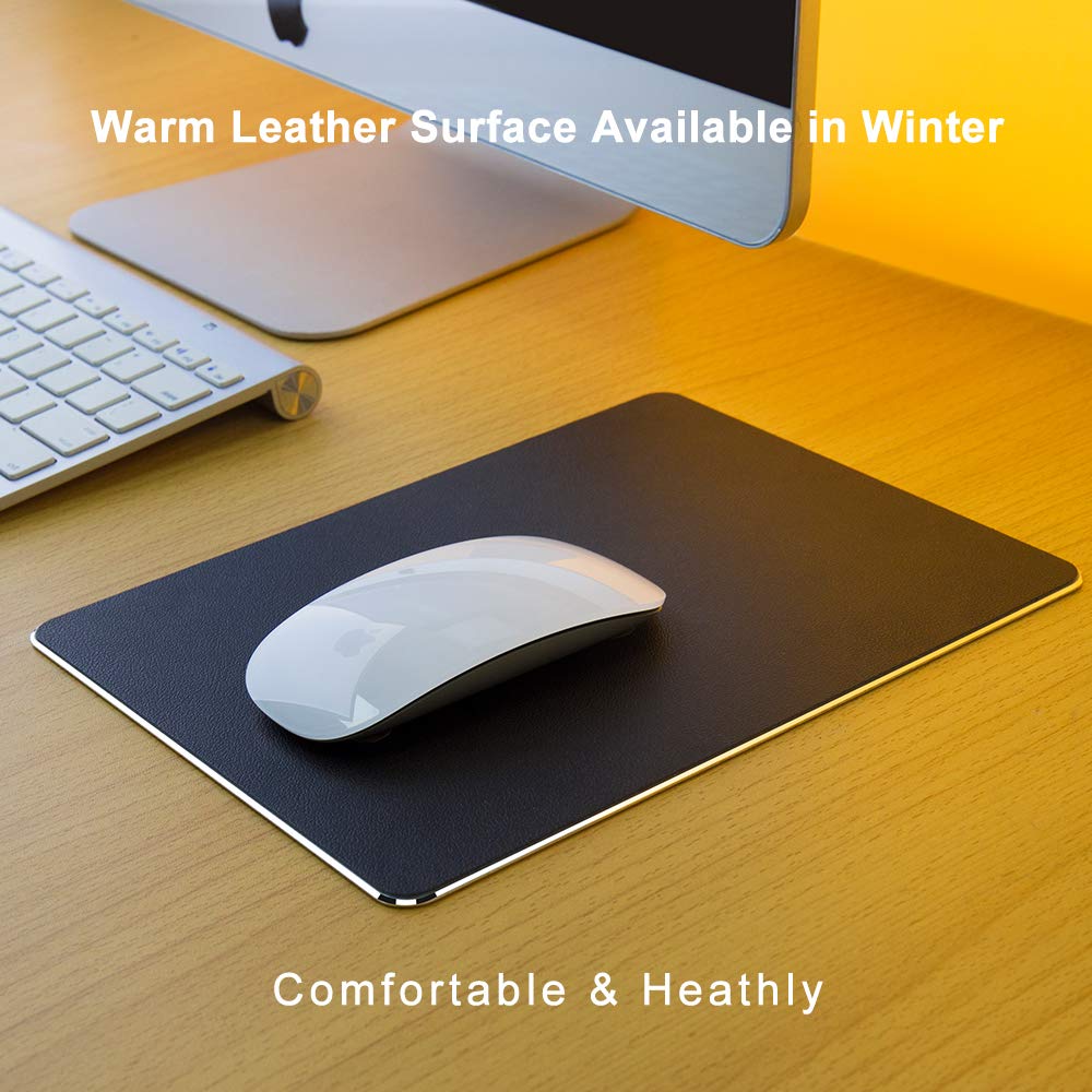Hard Silver Metal Aluminum Mouse Pad Mat Smooth Ultra Thin Double Side Mouse Mat Waterproof Fast and Accurate Control for Gaming and Office(Small 9.05X7.08 Inch)