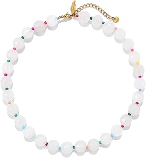 White Beaded Natural Stone Necklace for Women