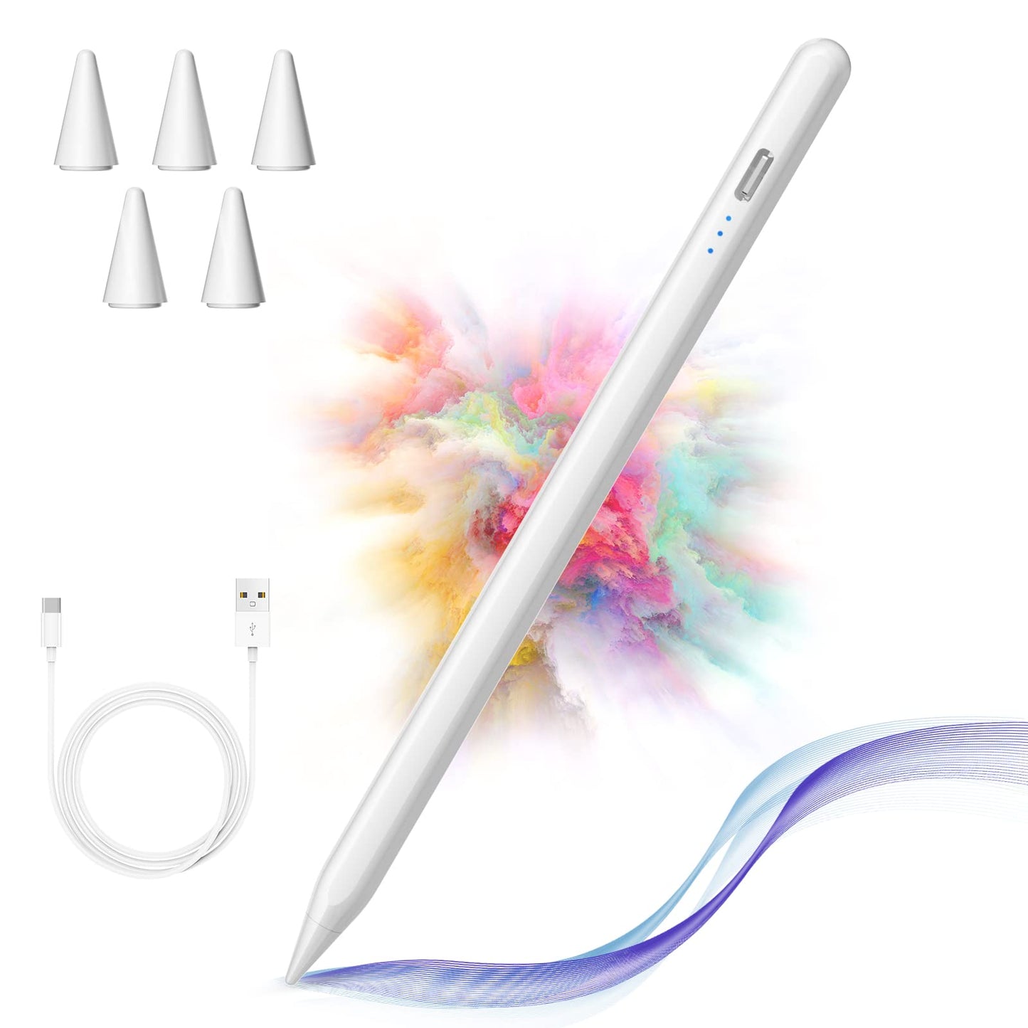 Stylus Pen for iPad with Palm Rejection,3 Power Indicator Lights,Tilt Sensitive iPad Pencil Compatible (2018-2022)Apple iPad 9th/8th/7th/6th,iPad Pro 11/12.9 in,iPad Air 5th/4th/3rd,iPad Mini 6/5 Gen