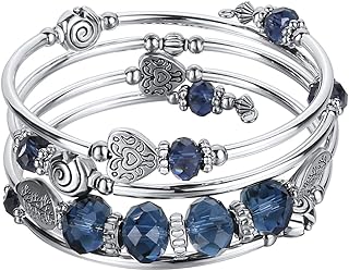 Crystal Bead Wrap Bangle Bracelet for Women