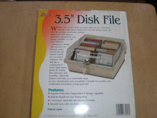 3.5" Disk Storage Box Data Case Holder - Stores up to 100 Disks! - Disc Diskette PC Storage Data Case Tray File