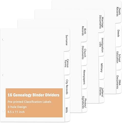 16-Page Family History Divider Set for 3-Ring Binders