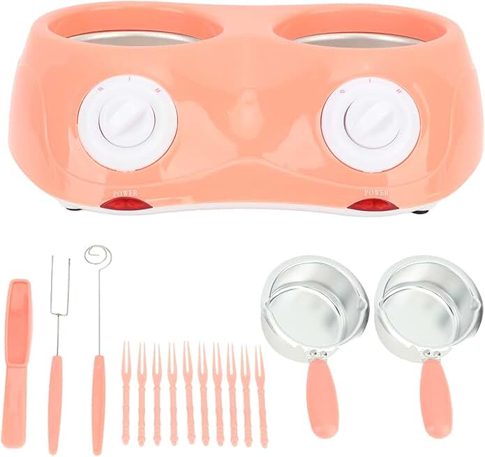 Portable electric chocolate fondue pot with 2 temperature settings