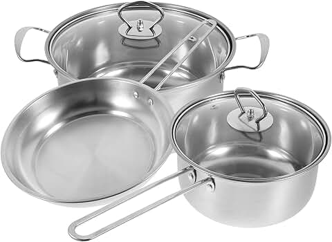 Stainless Steel Cookware Set with Frying Pan and Stock Pot