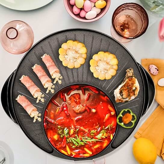 Circular 2-in-1 Hotpot and Grill for 3-5 People