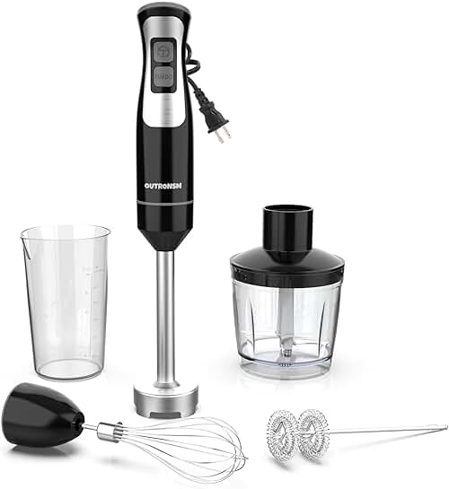 Handheld Immersion Blender with Chopper and Frother