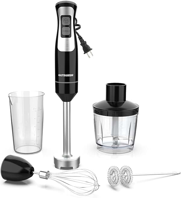 Handheld Immersion Blender with Chopper and Frother