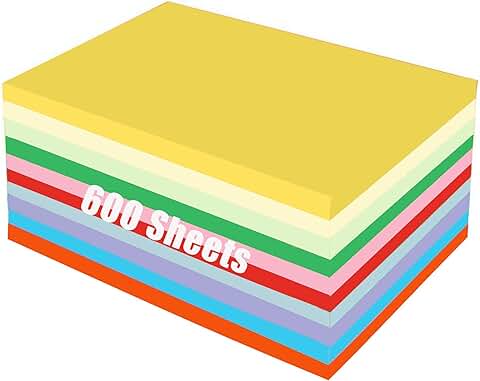 600 Sheets Colored A4 Paper for Crafts and Printing