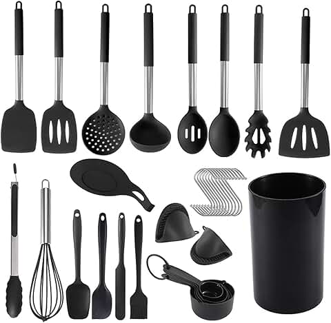 20-Piece Silicone Cooking Utensil Set with Storage Bucket