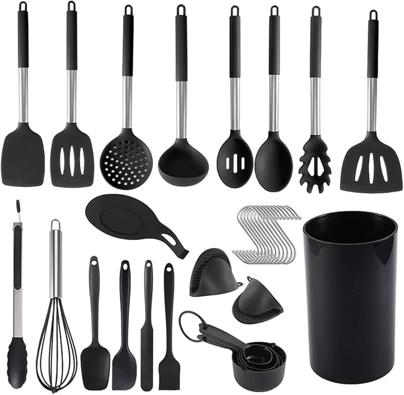 20-Piece Silicone Cooking Utensil Set with Storage Bucket