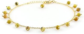 Natural Green Opal Beaded Anklet, Handmade, 9.5 inches