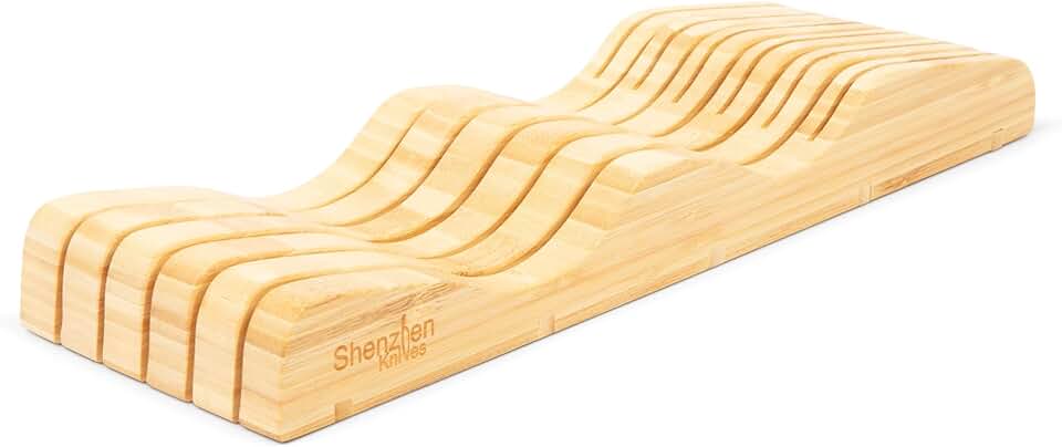 Large In-Drawer Bamboo Knife Block with 11 Slots