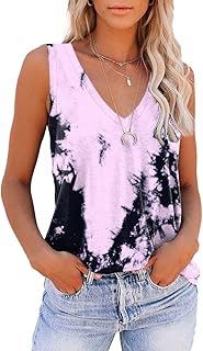 Women's Summer V-Neck Tie-Dye Sleeveless Tank Top