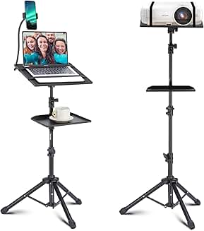 Adjustable 50-inch Tripod Stand with Shelves and Phone Holder