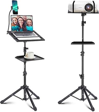 Adjustable 50-inch Tripod Stand with Shelves and Phone Holder
