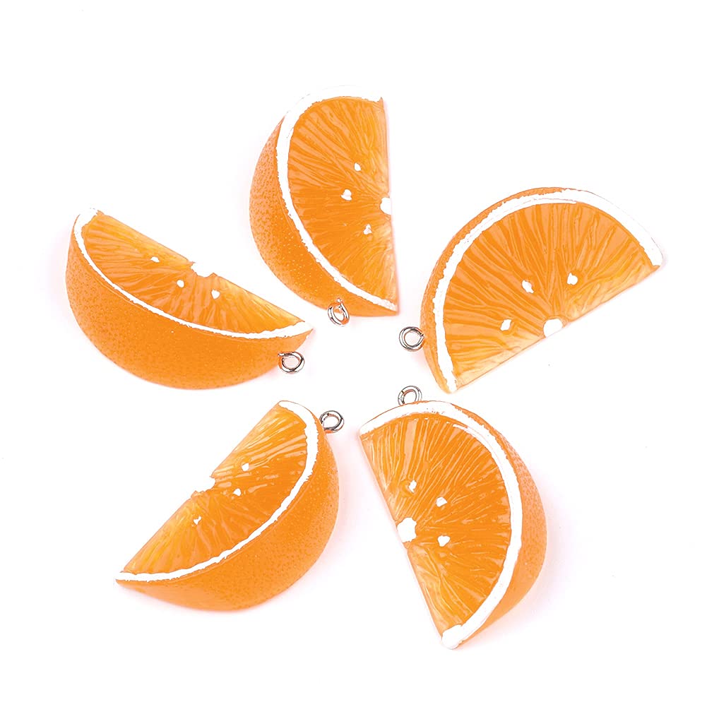 Orange Resin Fruit Slice Pendants for Jewelry Making