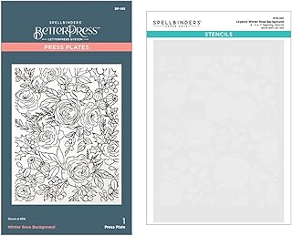 Winter Rose Background Press Plate and Stencil Bundle