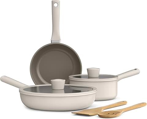 7-Piece Cookware Set with Nonstick Coating and Glass Lids