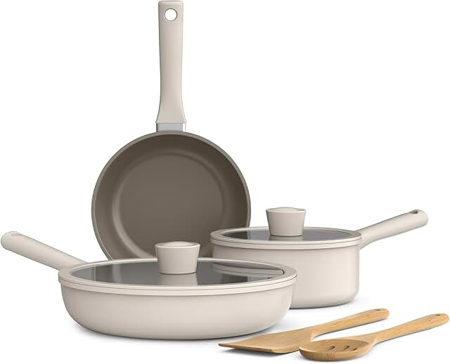 7-Piece Cookware Set with Nonstick Coating and Glass Lids