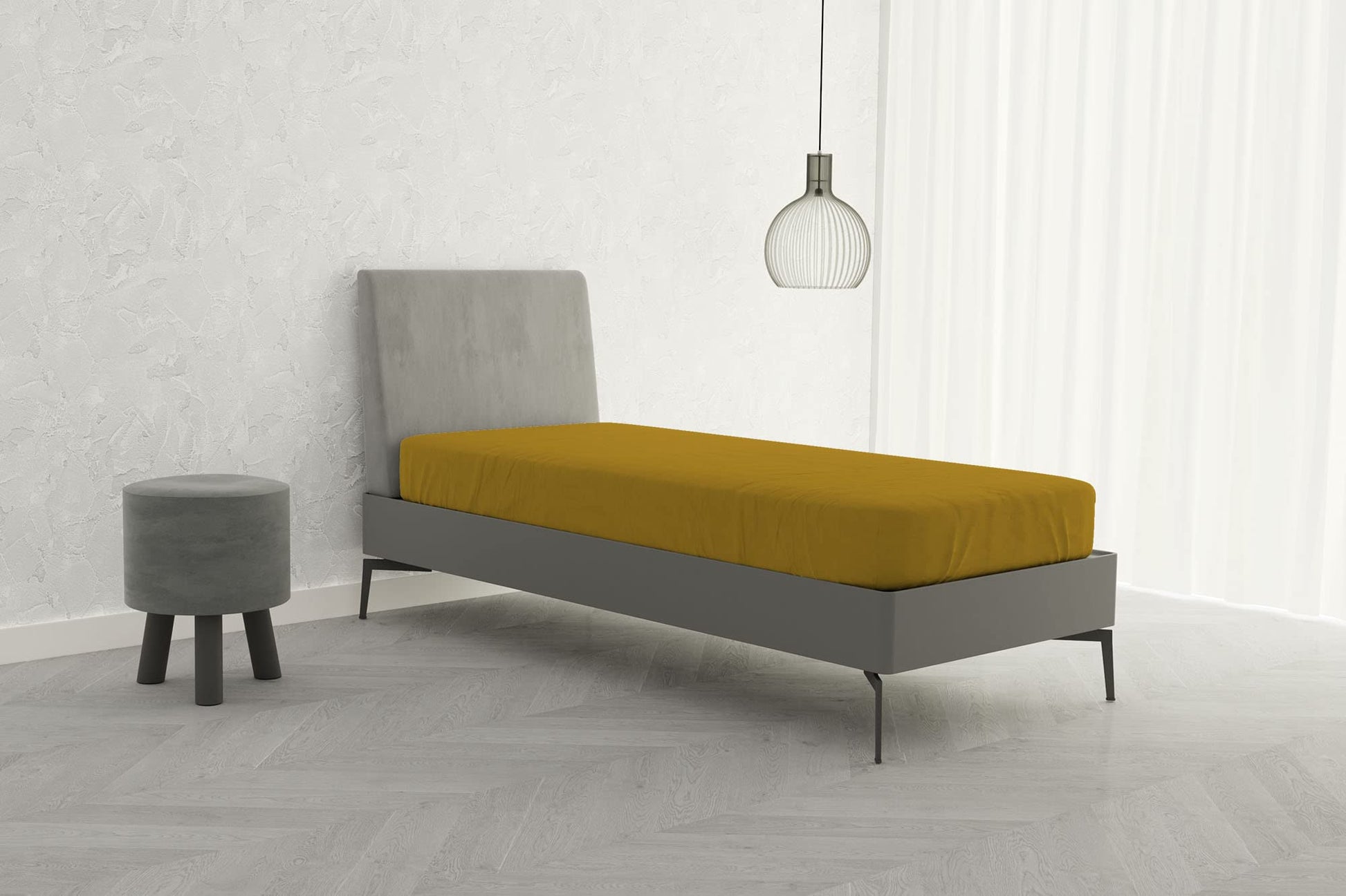 Max Color Fitted Sheet with 25cm Corner, Unique, Mustard