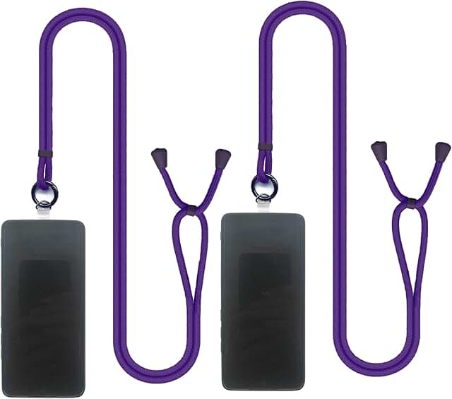 Adjustable Purple Nylon Phone Lanyard Crossbody Strap