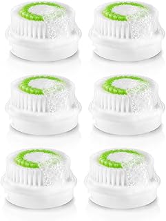 Six Green Replacement Facial Cleansing Brush Heads