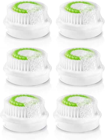 Six Green Replacement Facial Cleansing Brush Heads