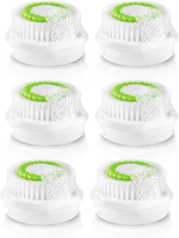 Six Green Replacement Facial Cleansing Brush Heads