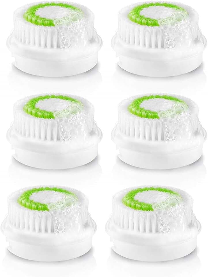 Six Green Replacement Facial Cleansing Brush Heads