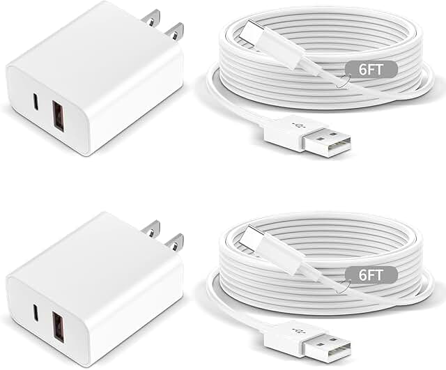 Fast Charging Wall Charger 20W Dual Port 2-Pack